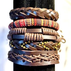 5 Leather and woven Bracelets